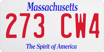 MA license plate 273CW4