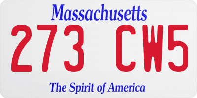 MA license plate 273CW5