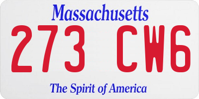 MA license plate 273CW6