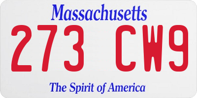MA license plate 273CW9