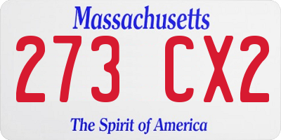 MA license plate 273CX2