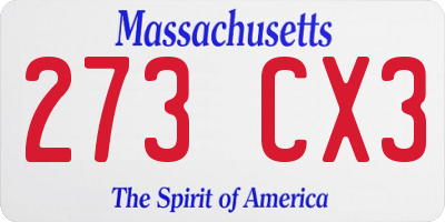 MA license plate 273CX3