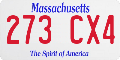 MA license plate 273CX4