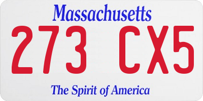 MA license plate 273CX5