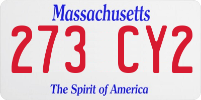 MA license plate 273CY2