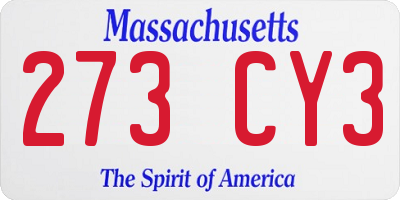 MA license plate 273CY3