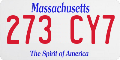 MA license plate 273CY7