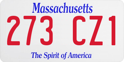 MA license plate 273CZ1