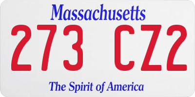 MA license plate 273CZ2