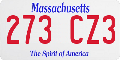 MA license plate 273CZ3