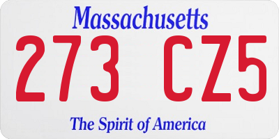 MA license plate 273CZ5