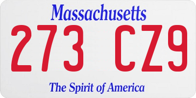 MA license plate 273CZ9