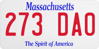 MA license plate 273DA0