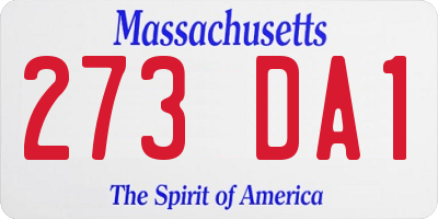 MA license plate 273DA1