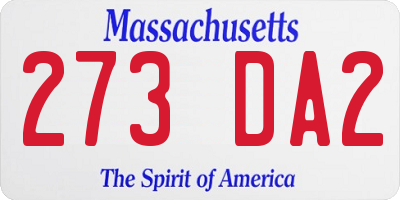 MA license plate 273DA2
