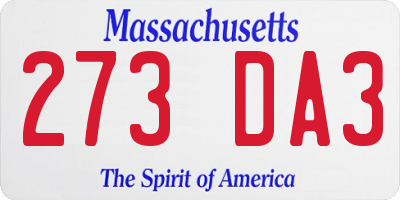 MA license plate 273DA3