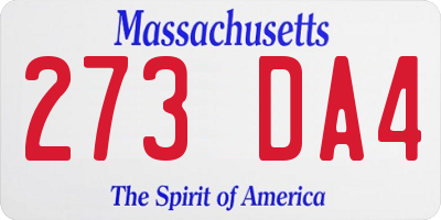 MA license plate 273DA4