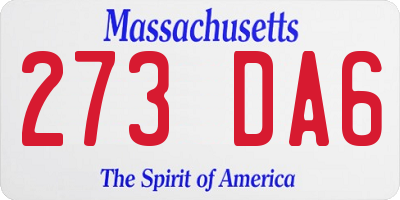 MA license plate 273DA6