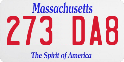 MA license plate 273DA8