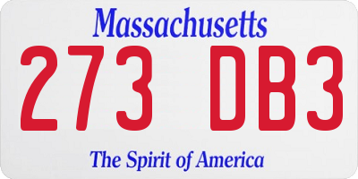MA license plate 273DB3