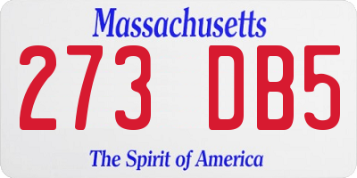 MA license plate 273DB5