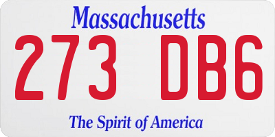 MA license plate 273DB6