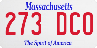 MA license plate 273DC0