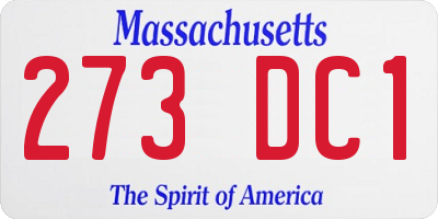 MA license plate 273DC1
