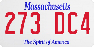 MA license plate 273DC4