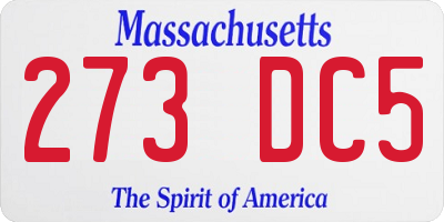 MA license plate 273DC5