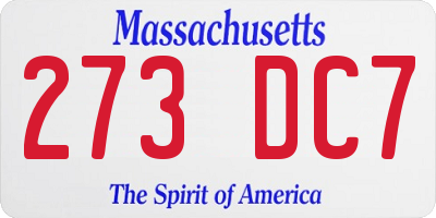 MA license plate 273DC7