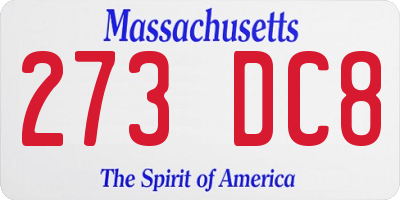 MA license plate 273DC8