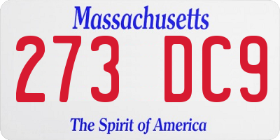 MA license plate 273DC9