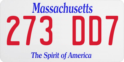 MA license plate 273DD7