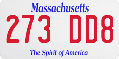 MA license plate 273DD8