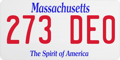 MA license plate 273DE0