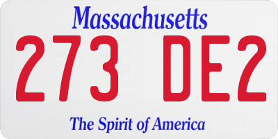 MA license plate 273DE2