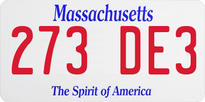 MA license plate 273DE3
