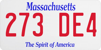 MA license plate 273DE4