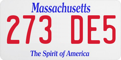 MA license plate 273DE5