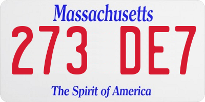 MA license plate 273DE7