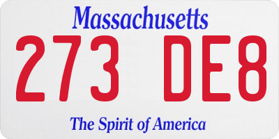 MA license plate 273DE8