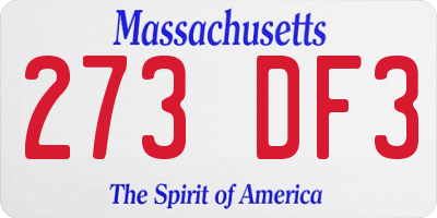 MA license plate 273DF3