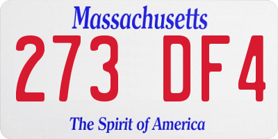 MA license plate 273DF4