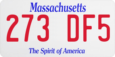 MA license plate 273DF5