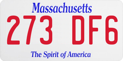 MA license plate 273DF6