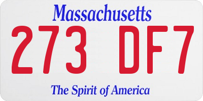 MA license plate 273DF7