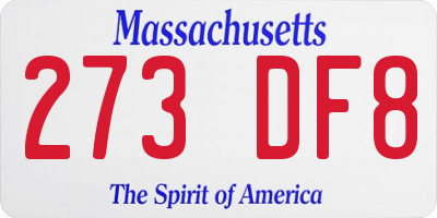 MA license plate 273DF8