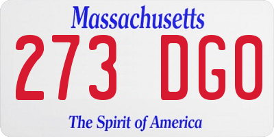 MA license plate 273DG0