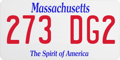 MA license plate 273DG2